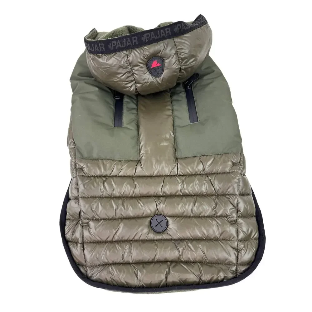 PAJAR Eddie Cold Weather Water Repel Quilted Attached Hood Winter Dog Coat L